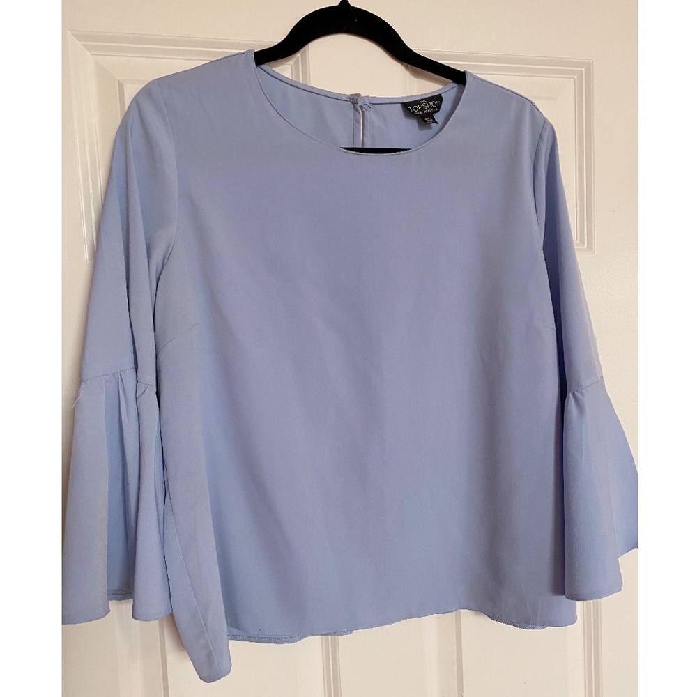 TopShop Blue Bell Sleeve Flowy Top
